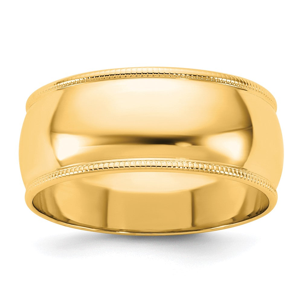 14k Yellow Gold 8mm Milgrain Half Round Wedding Band Size 13.5