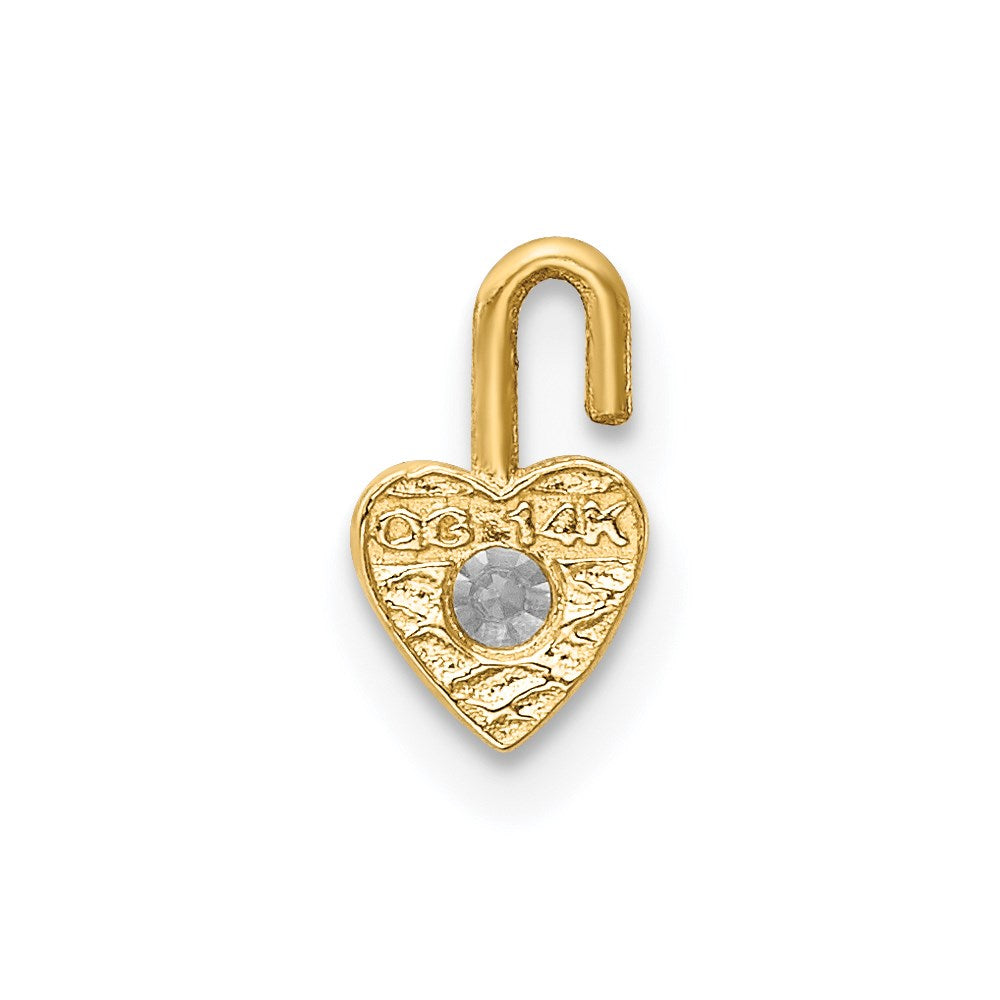 14ky April Synthetic Birthstone Heart Charm