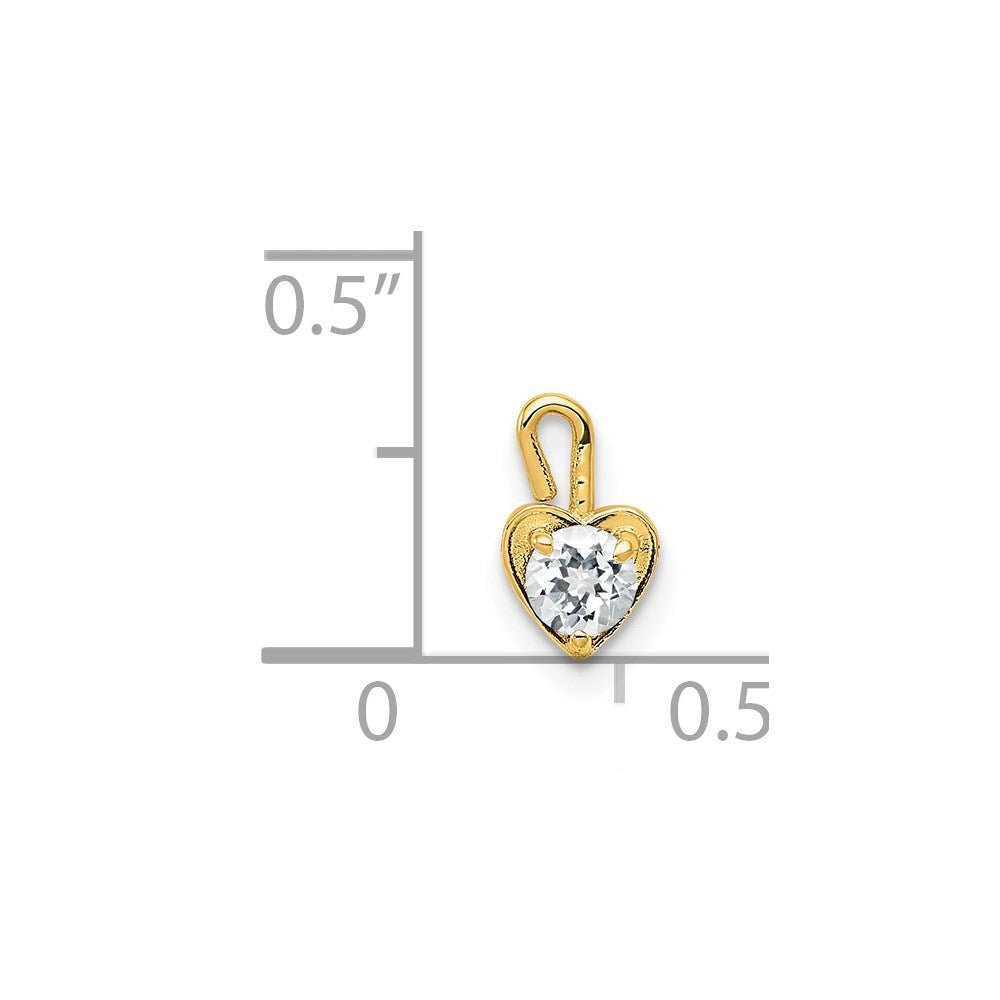 14ky April Synthetic Birthstone Heart Charm