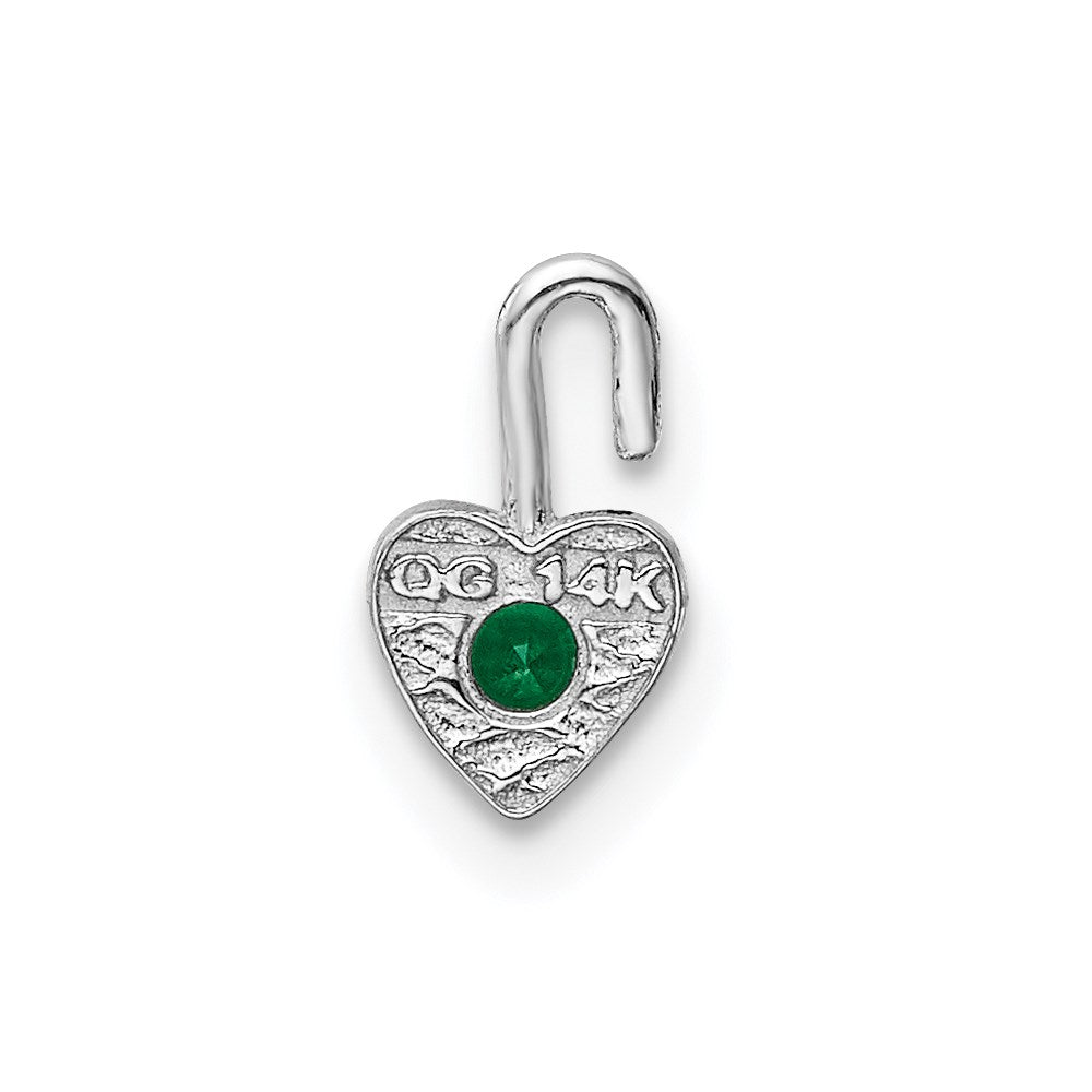 14k White Gold May Synthetic Birthstone Heart Charm