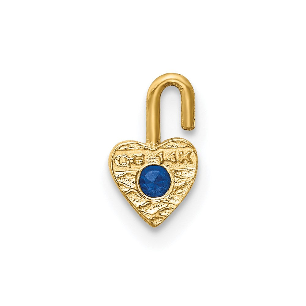 14ky September Synthetic Birthstone Heart Charm