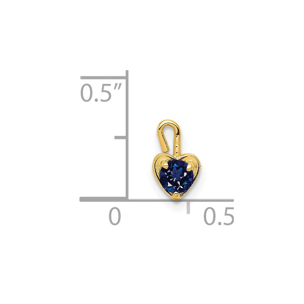 14ky September Synthetic Birthstone Heart Charm