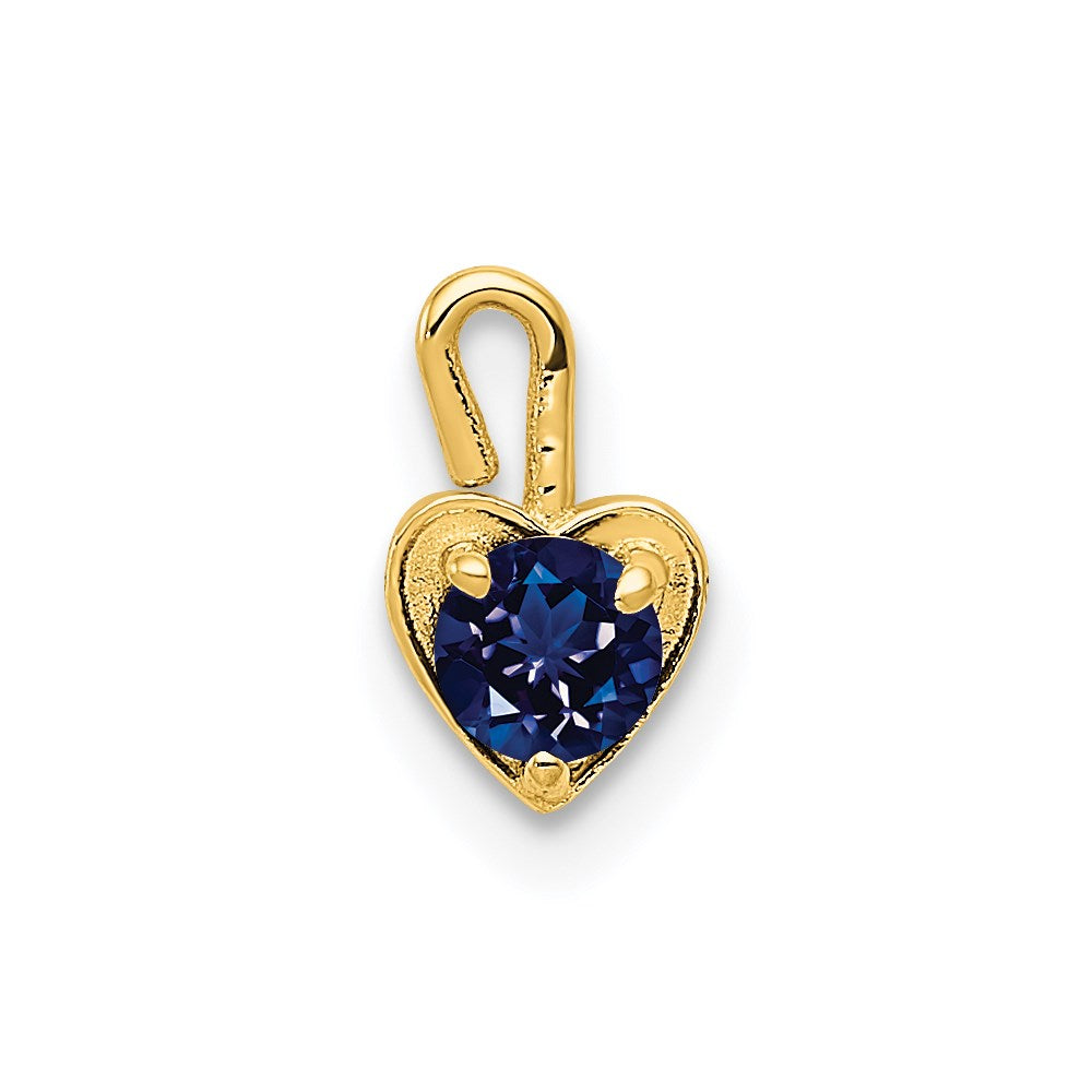 14ky September Synthetic Birthstone Heart Charm