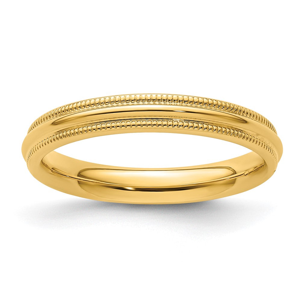 14k Yellow Gold 3mm Milgrain Half Round Comfort Fit Wedding Band Size 4.5