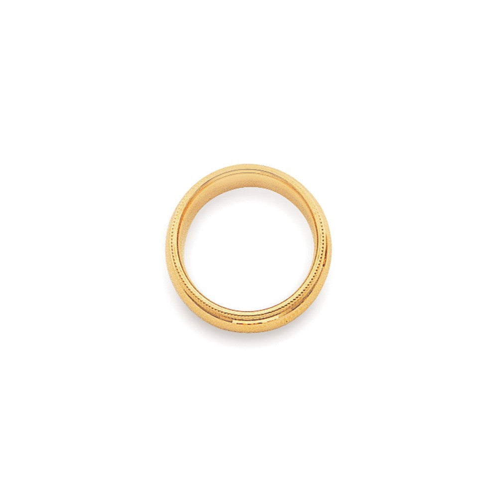 14k Yellow Gold 4mm Milgrain Half Round Comfort Fit Wedding Band Size 7