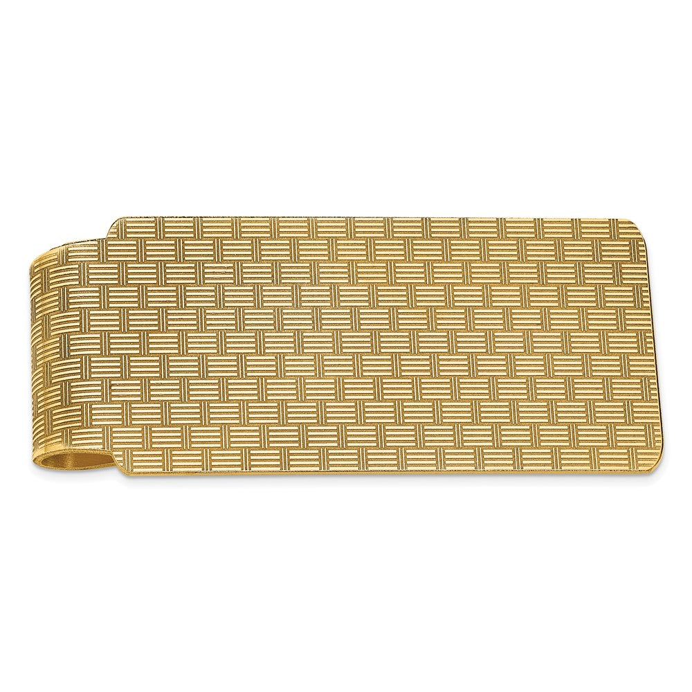 14k Men's Textured Basketweave Polished Money Clip