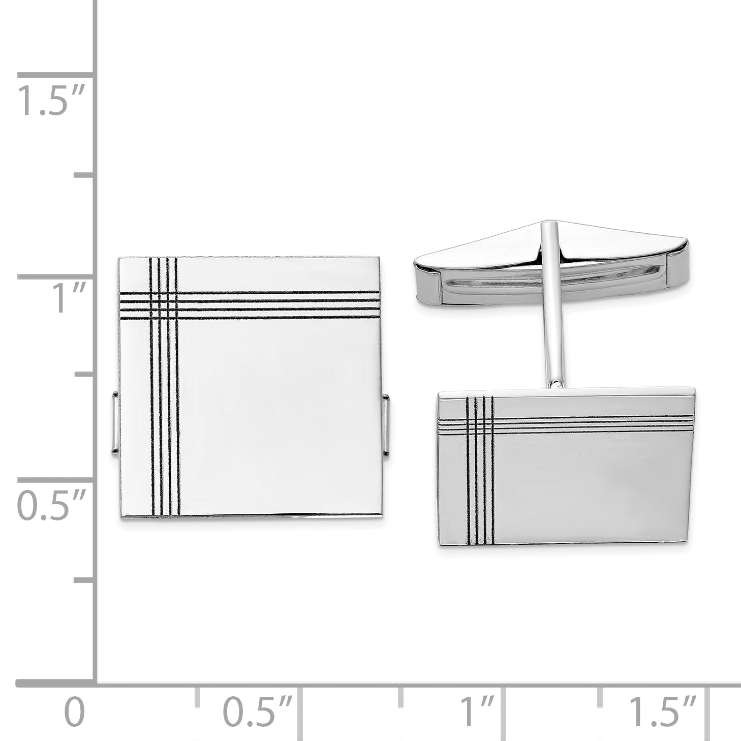 14K WG Men's Square w/Line Design Cuff Links