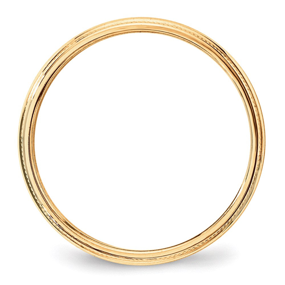 14k Yellow Gold 3mm Lightweight Milgrain Half Round Wedding Band Size 10