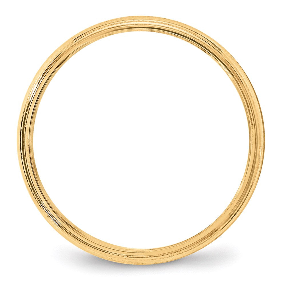 14k Yellow Gold 4mm Lightweight Milgrain Half Round Wedding Band Size 10.5