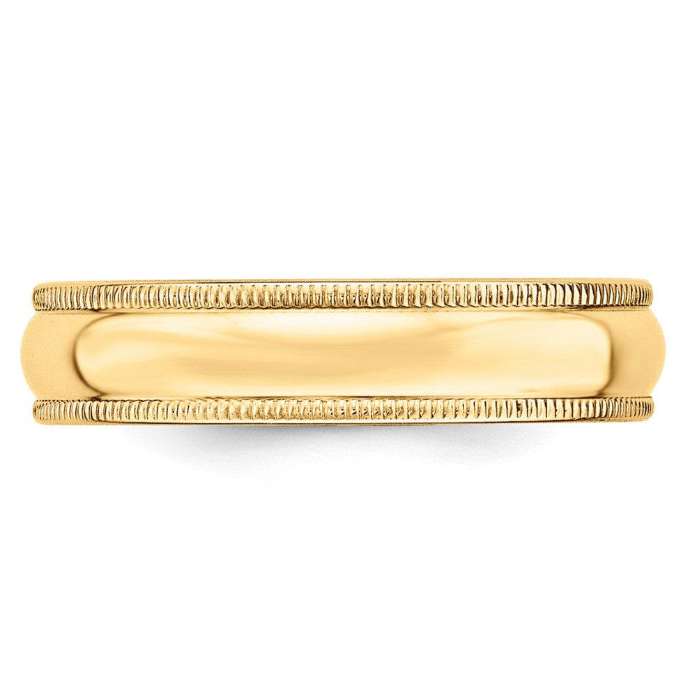 14k Yellow Gold 5mm Lightweight Milgrain Half Round Wedding Band Size 5.5