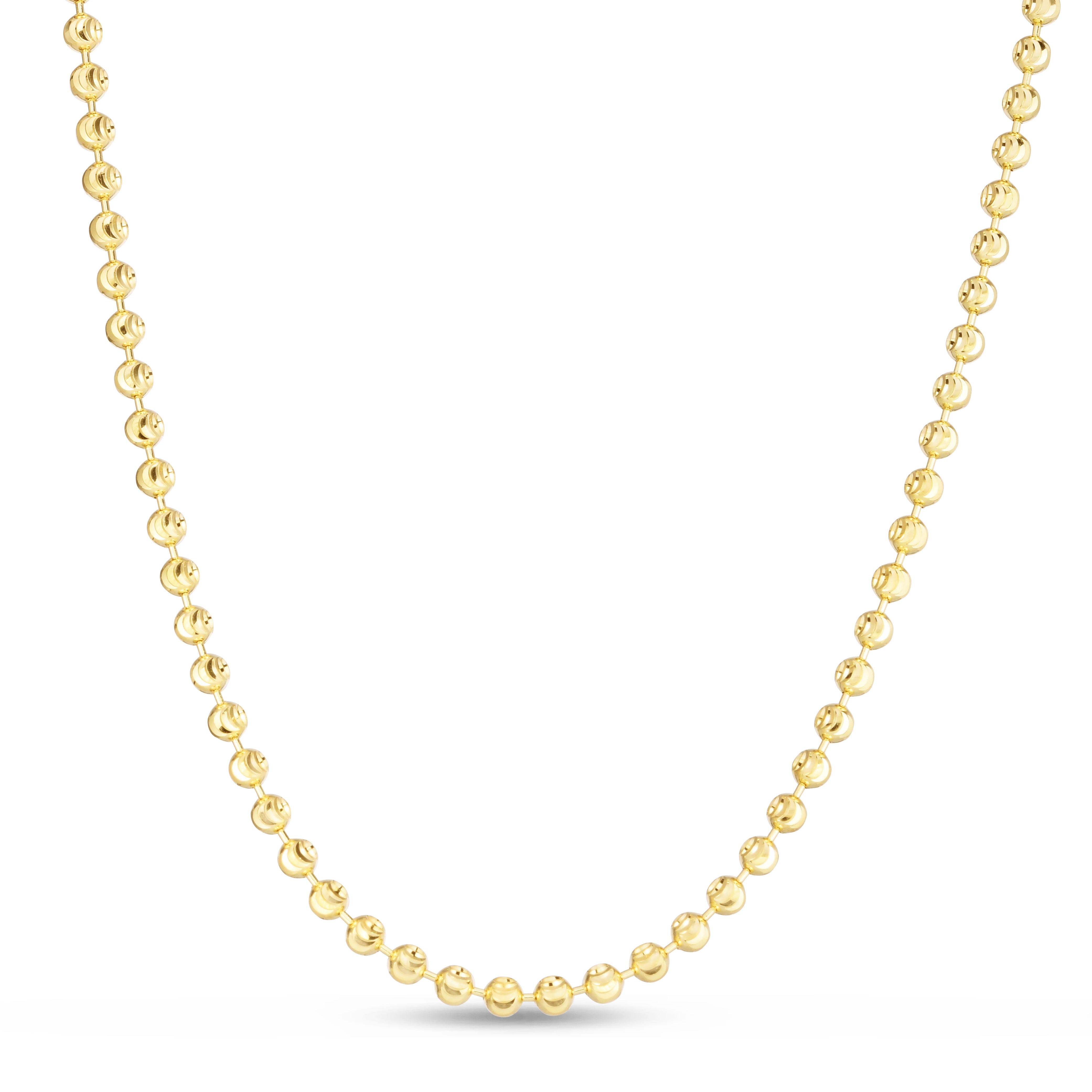 14K Yellow Gold 3mm Moon 24" Chain Necklace with Lobster Clasp