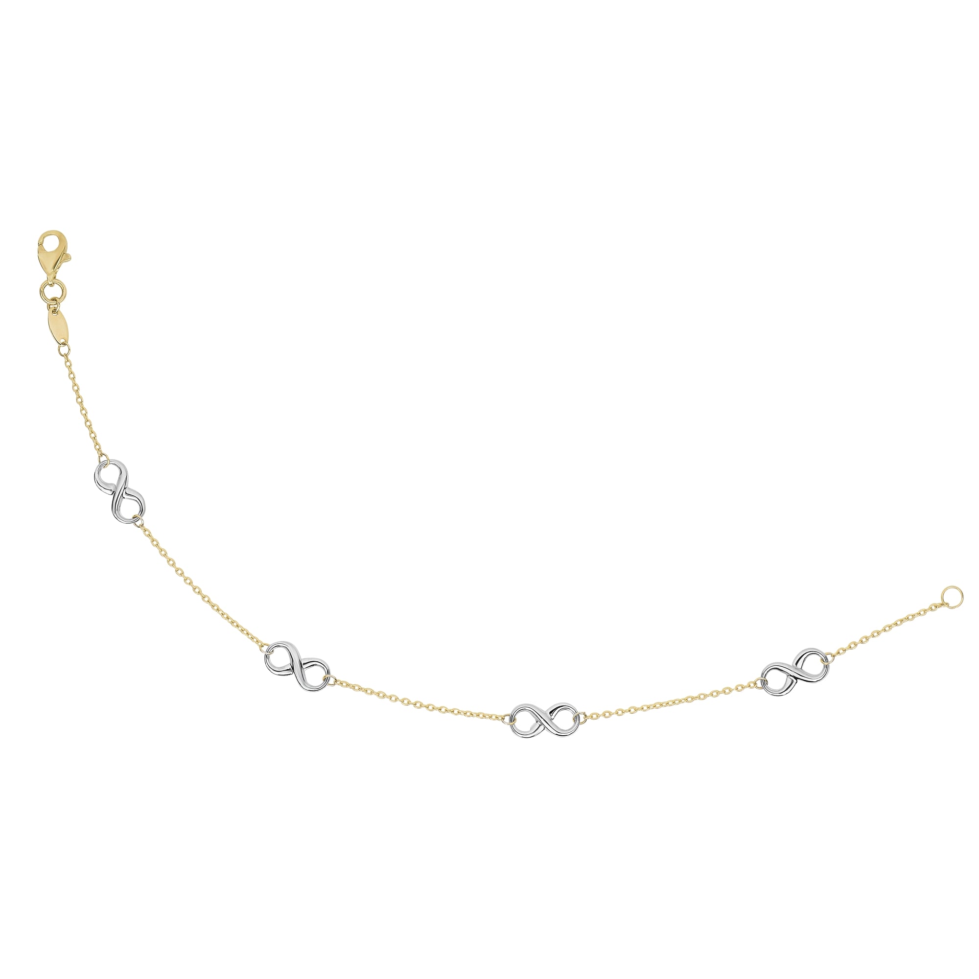 14K Yellow & White Gold 18" Polished Infinity Station Necklace