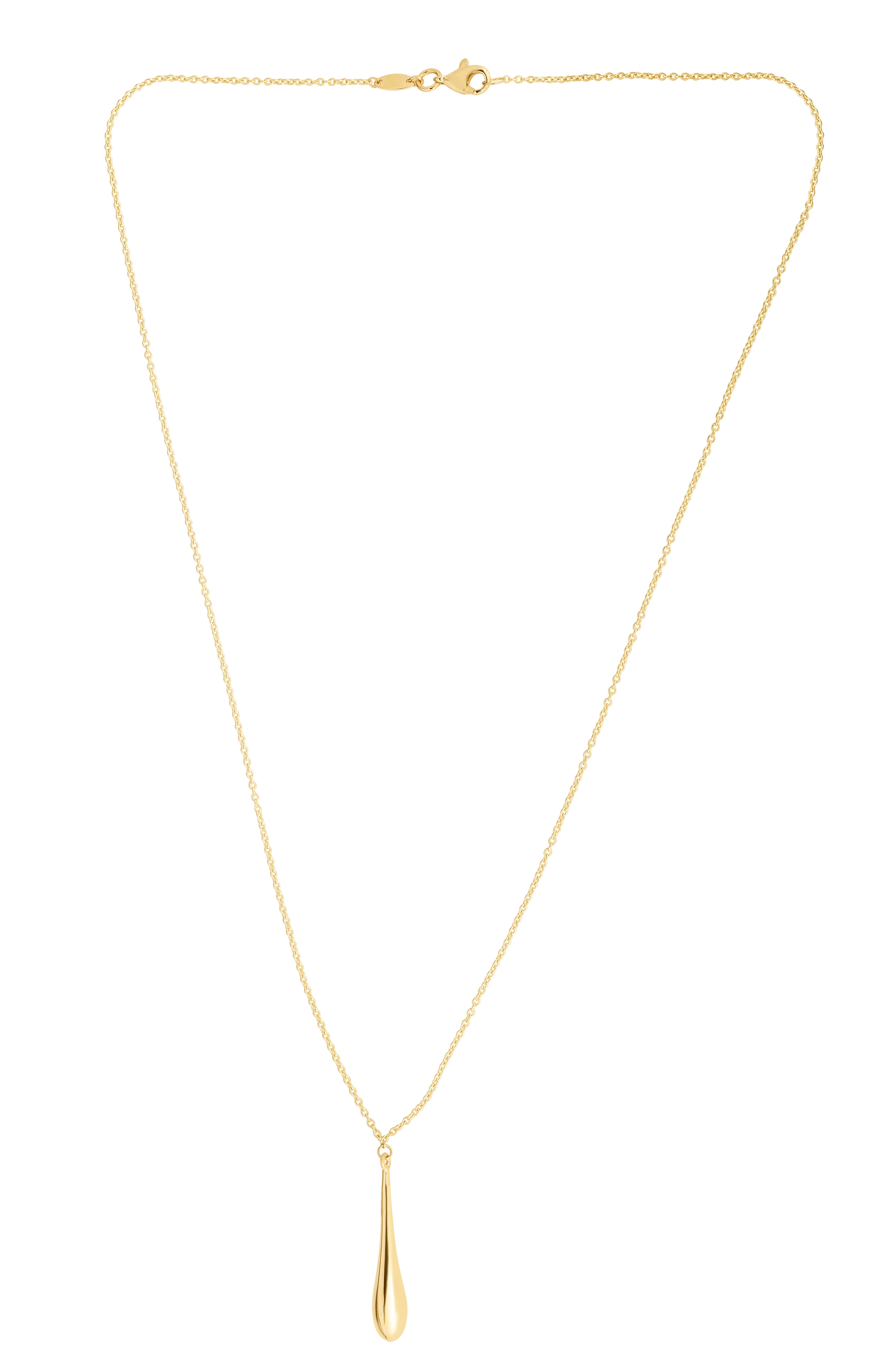 14K Yellow Gold 18" Polished Tear Drop Necklace