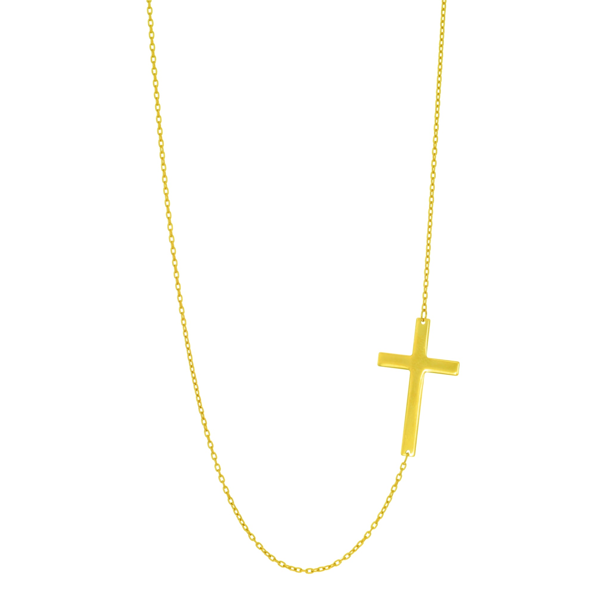 14K Yellow Gold 18" Flat Cross Necklace