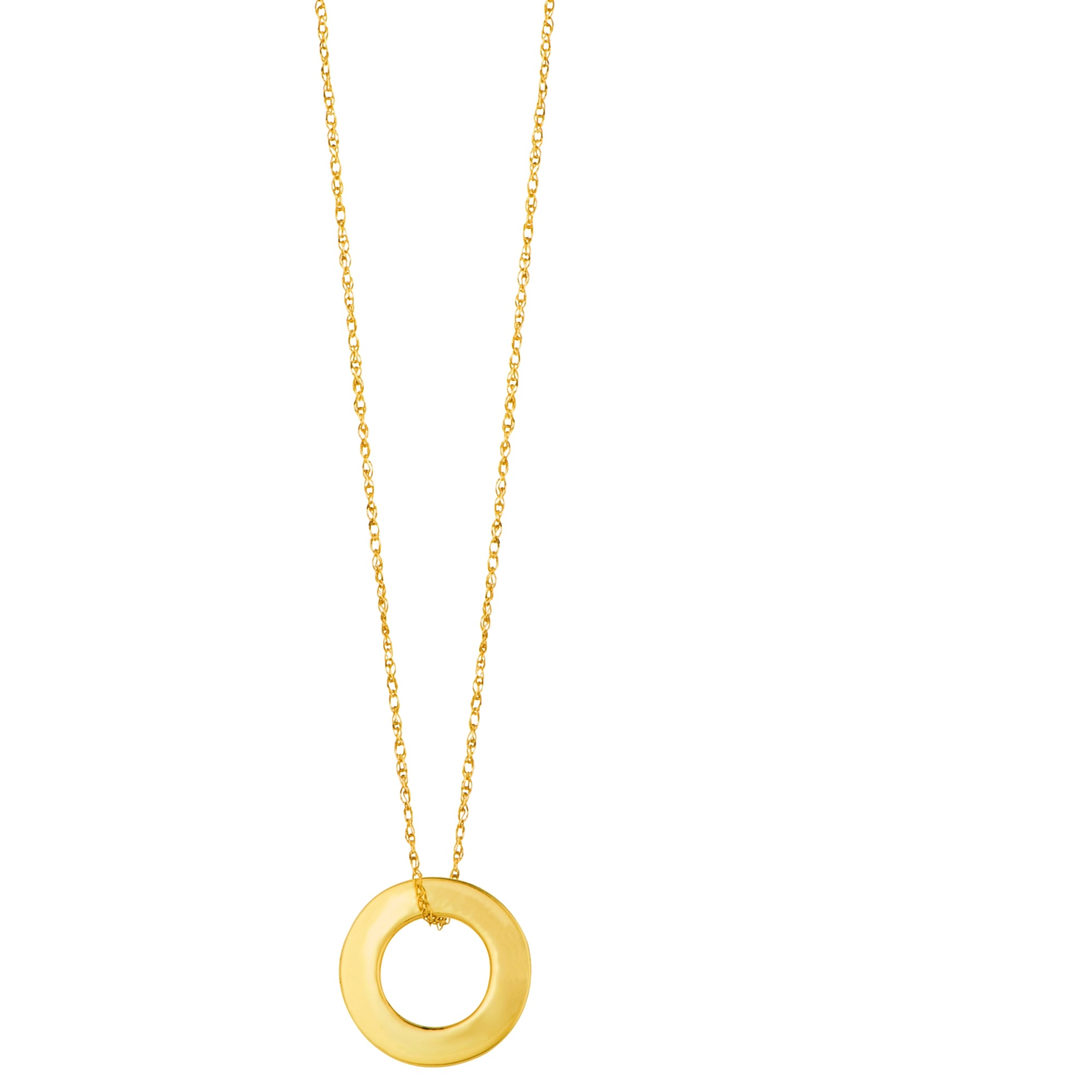 14K Yellow Gold 18" Polished Mini Open Circle Necklace