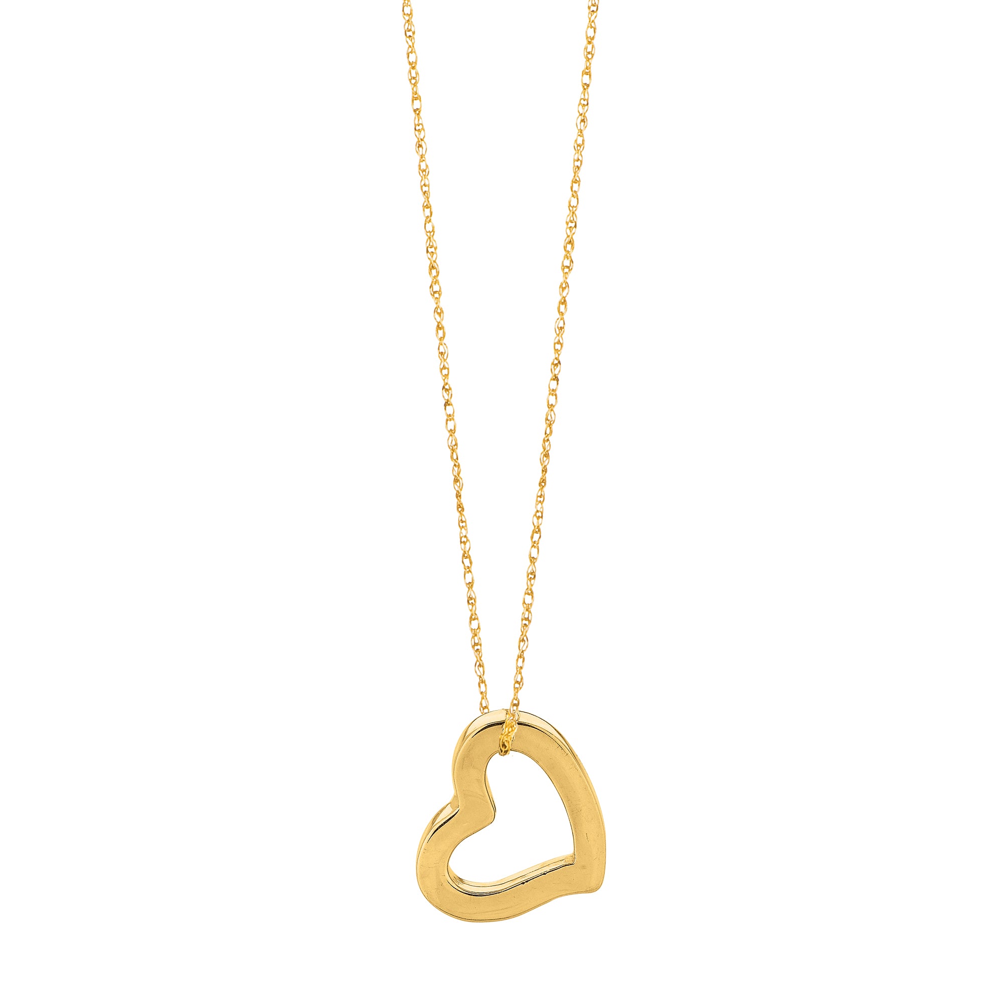 14K Yellow Gold 18" Polished Open Heart Necklace