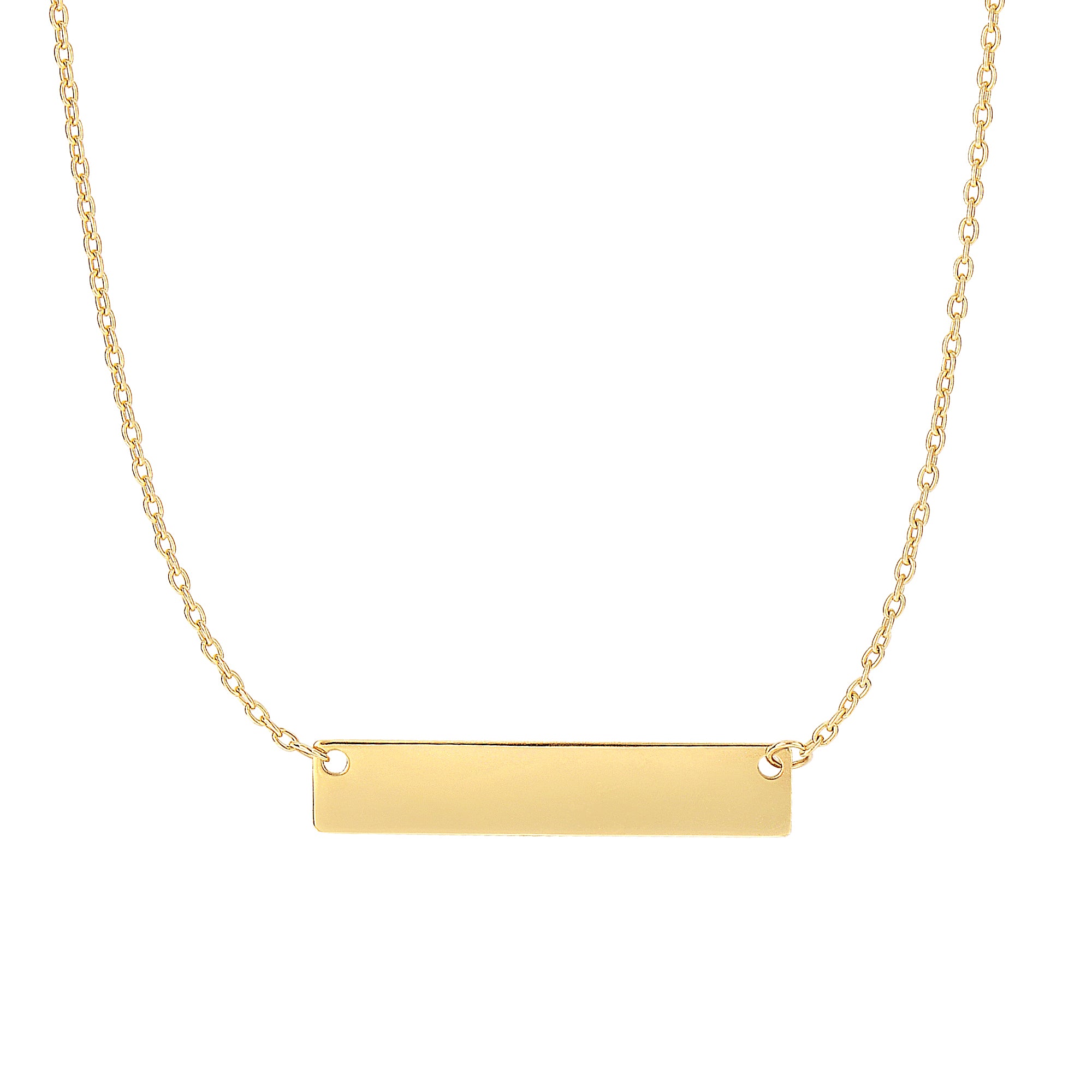 14K Yellow Gold 18" Small Polished Bar Necklace