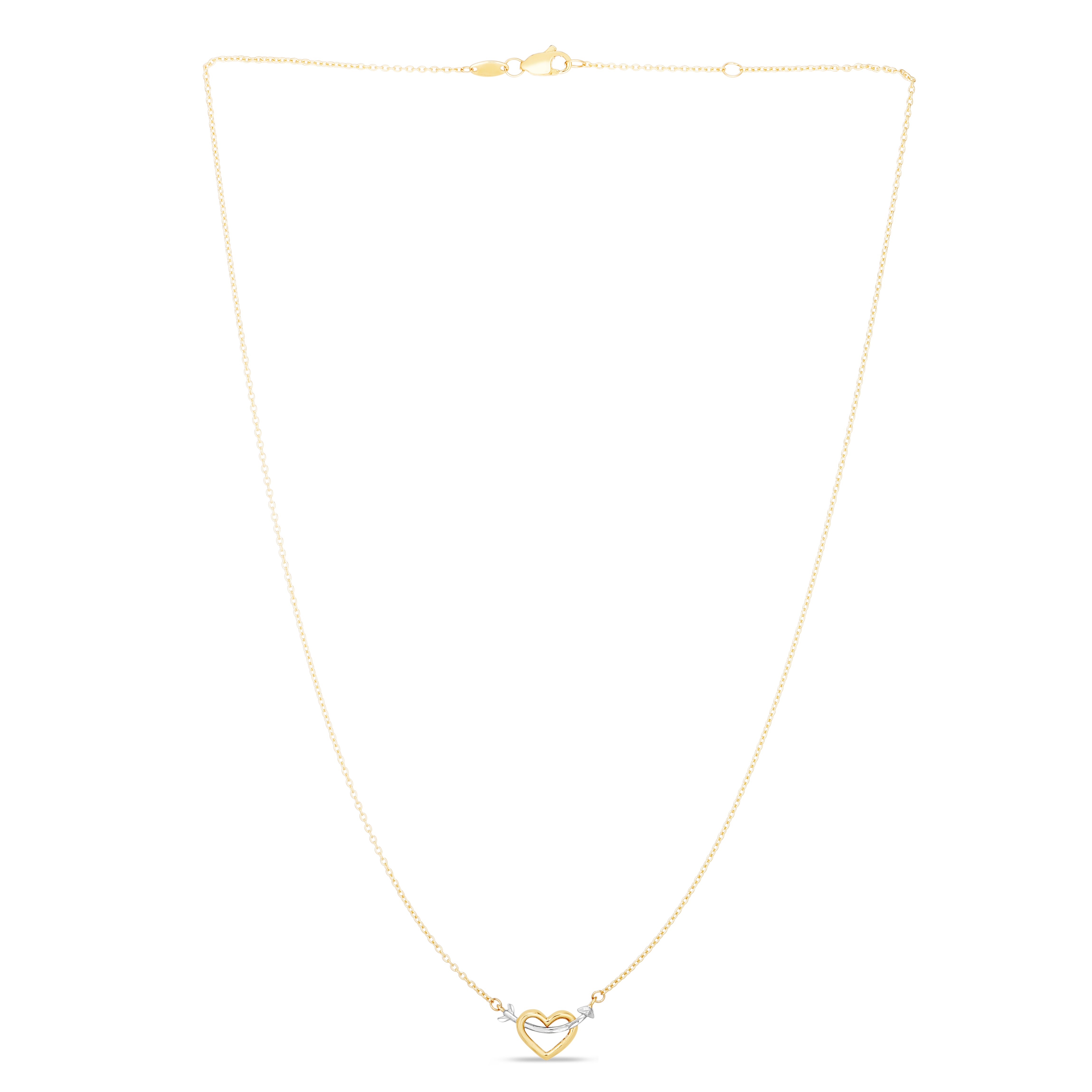 14K Yellow & White Gold 18" Heart & Arrow Necklace