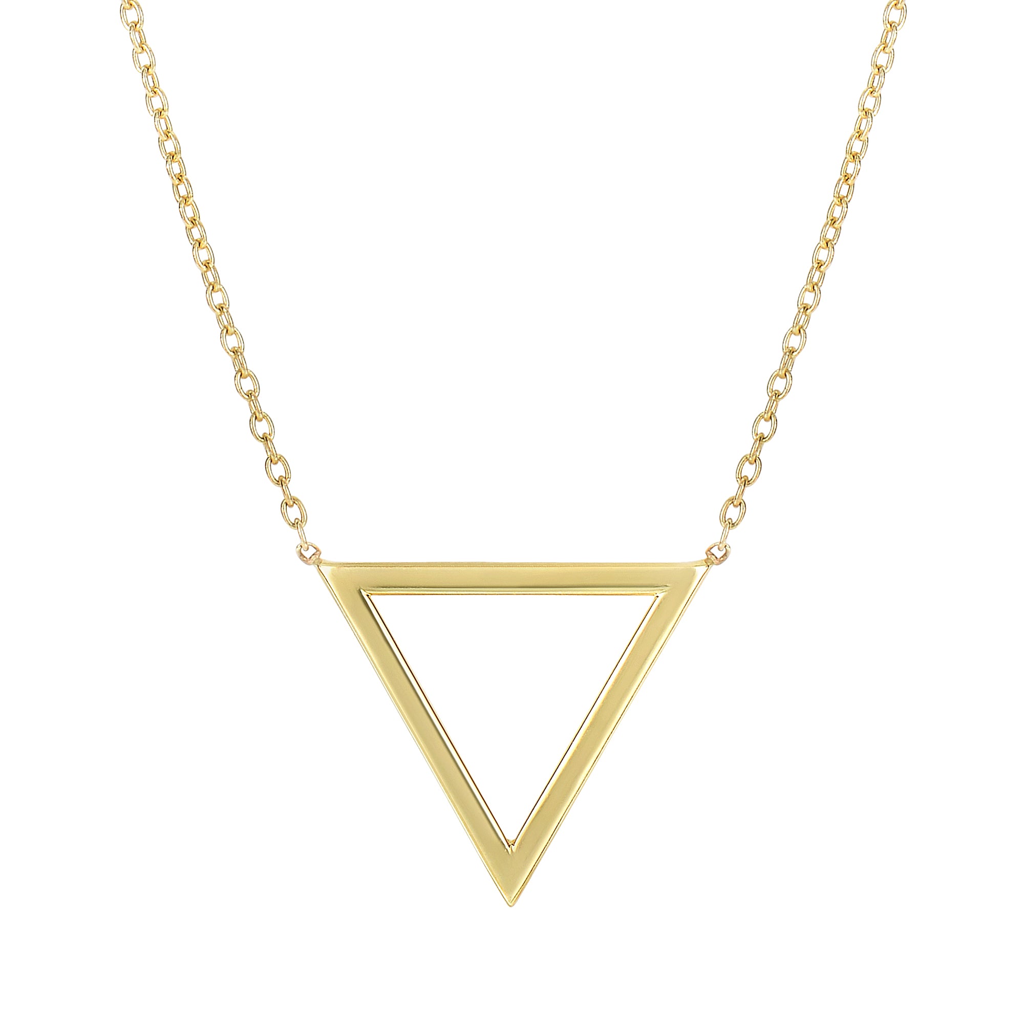 14K Yellow Gold 18" Polished Triangle Necklace