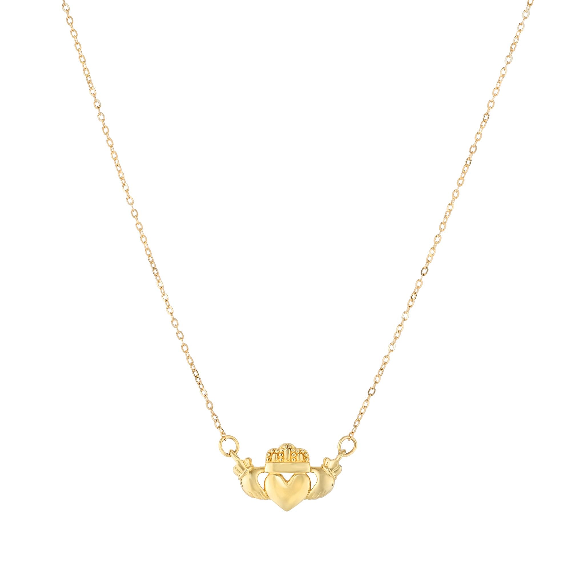 14K Yellow Gold 17" Claddagh Necklace