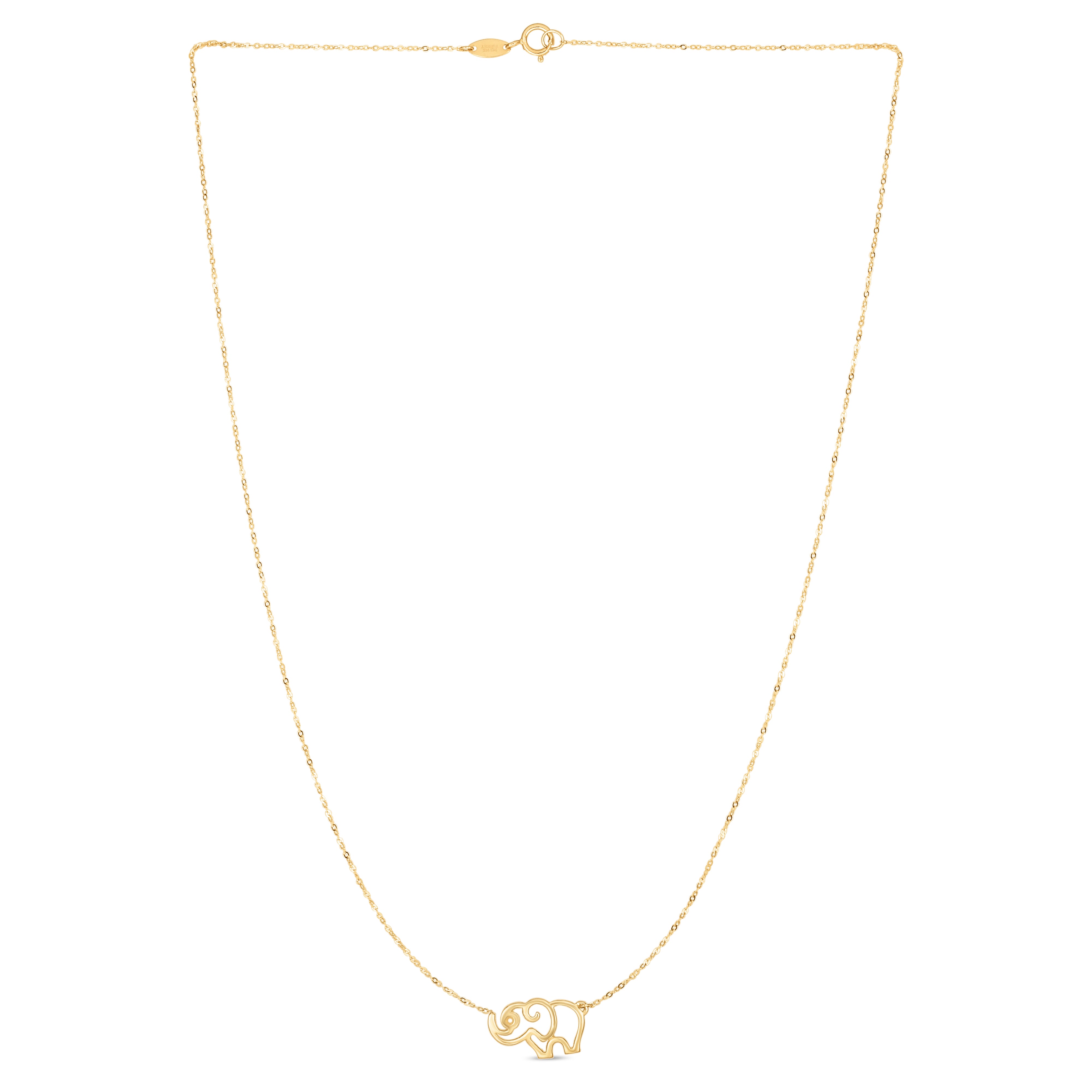 14K Yellow Gold 17" Elephant Necklace