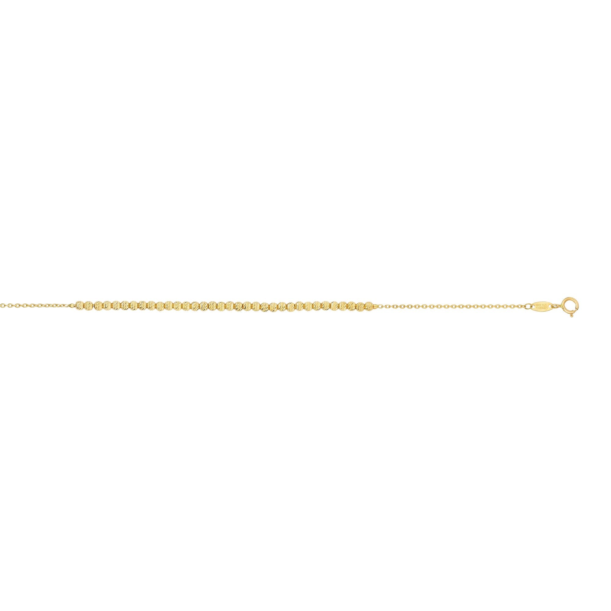 14K Yellow Gold 7" Diamond Cut Bead Bracelet