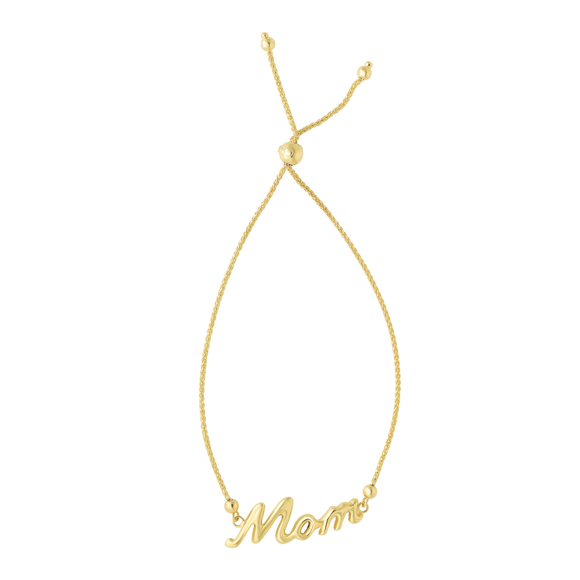 14K Yellow Gold 9.25" Mom Friendship Bracelet  