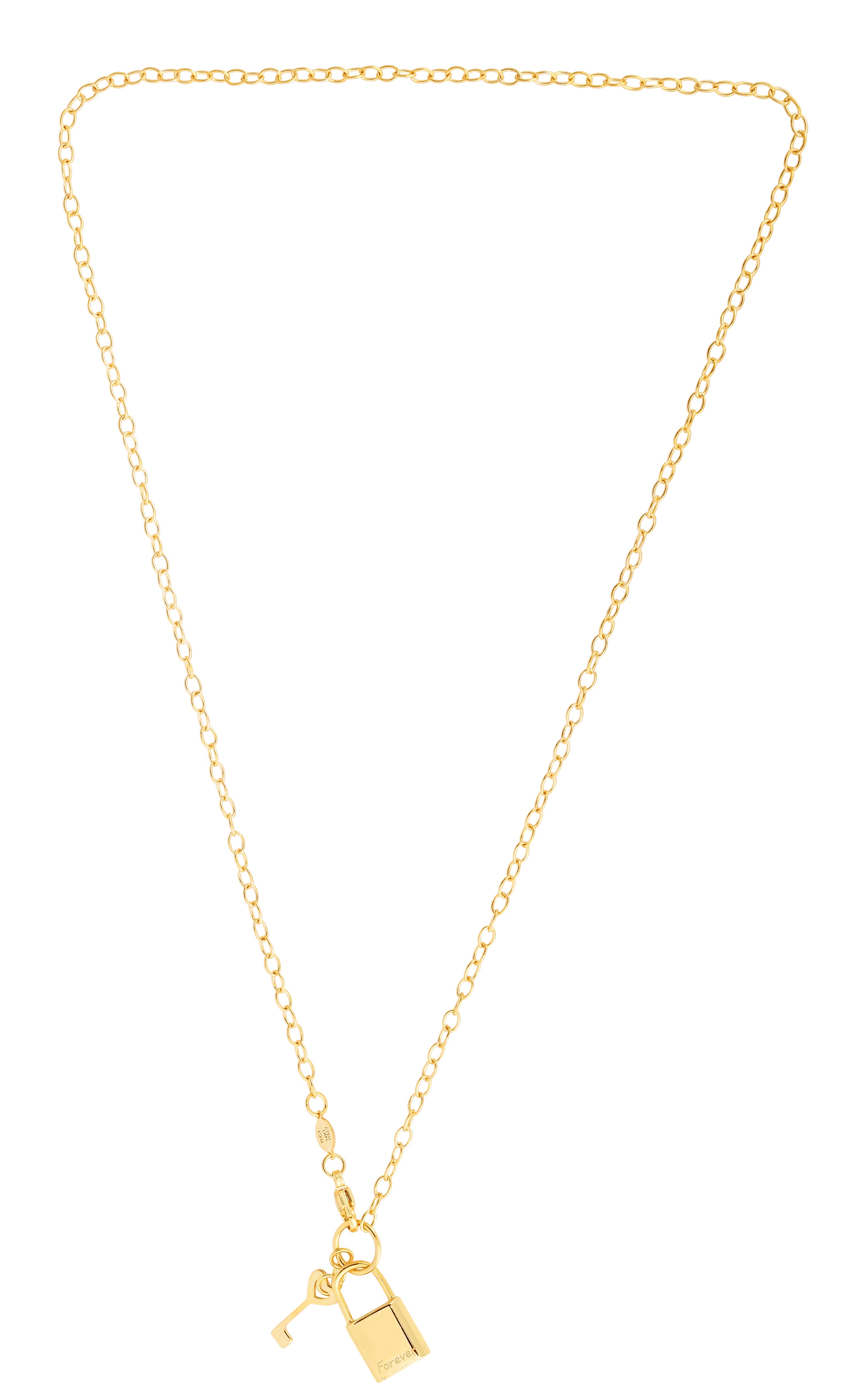 14K Yellow Gold 18" Lock & Key (Forever) Necklace