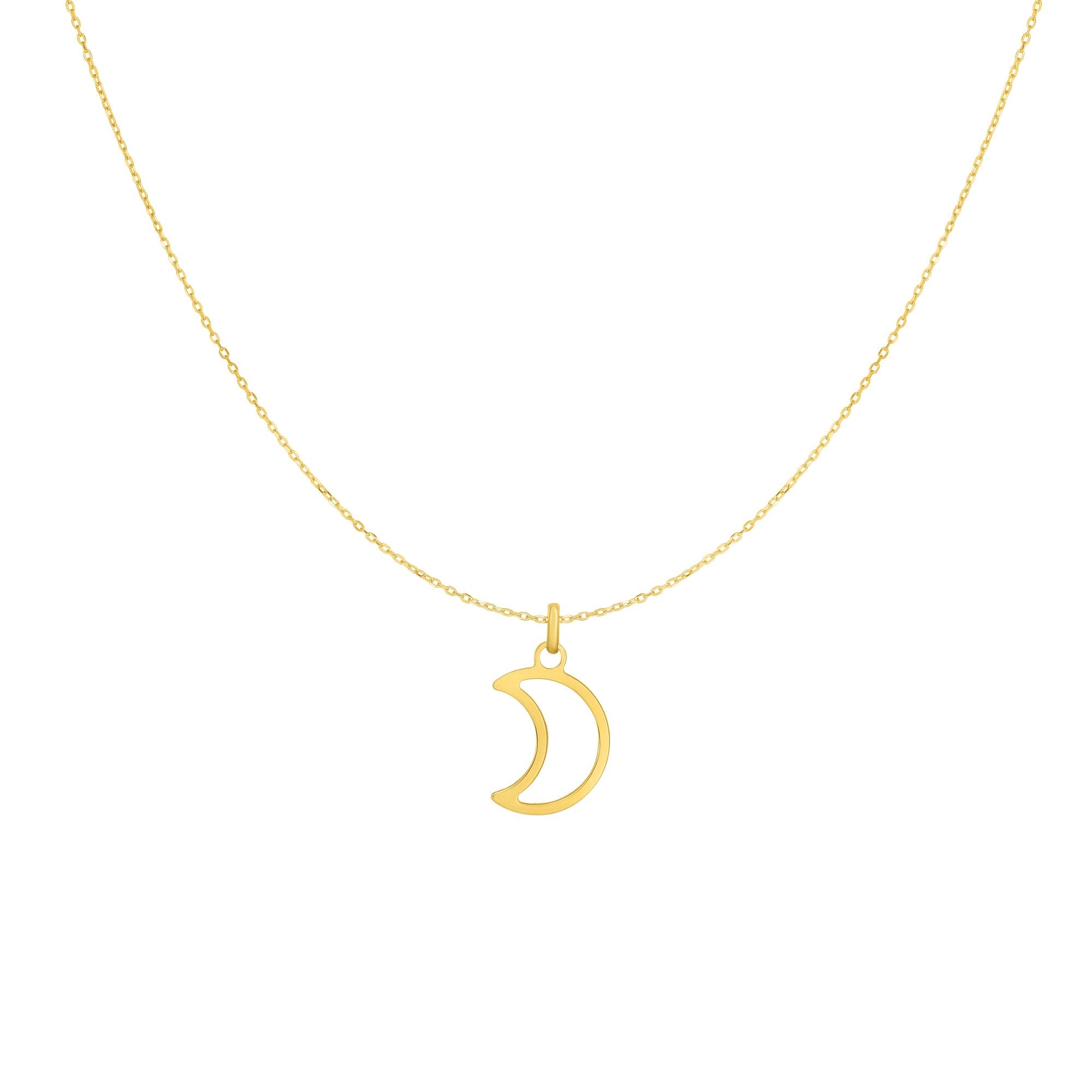 14K Yellow Gold 18" Open Moon Necklace