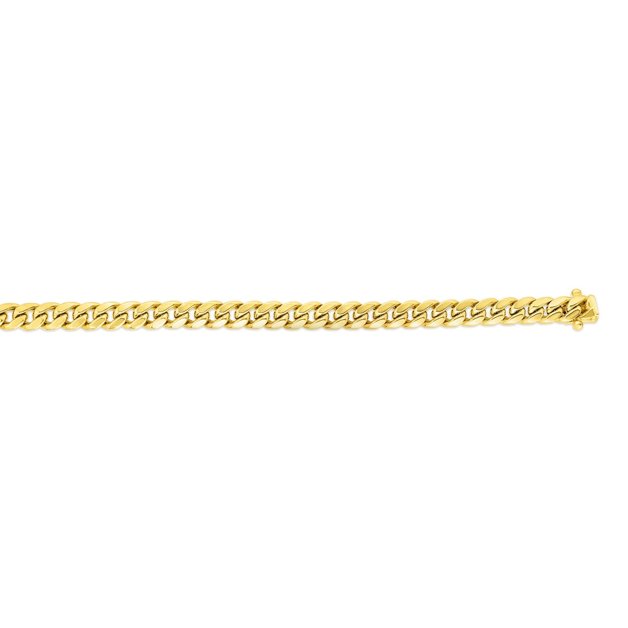 14K Yellow Gold 5mm 24" Semi-Solid Miami Cuban Chain with Box Clasp