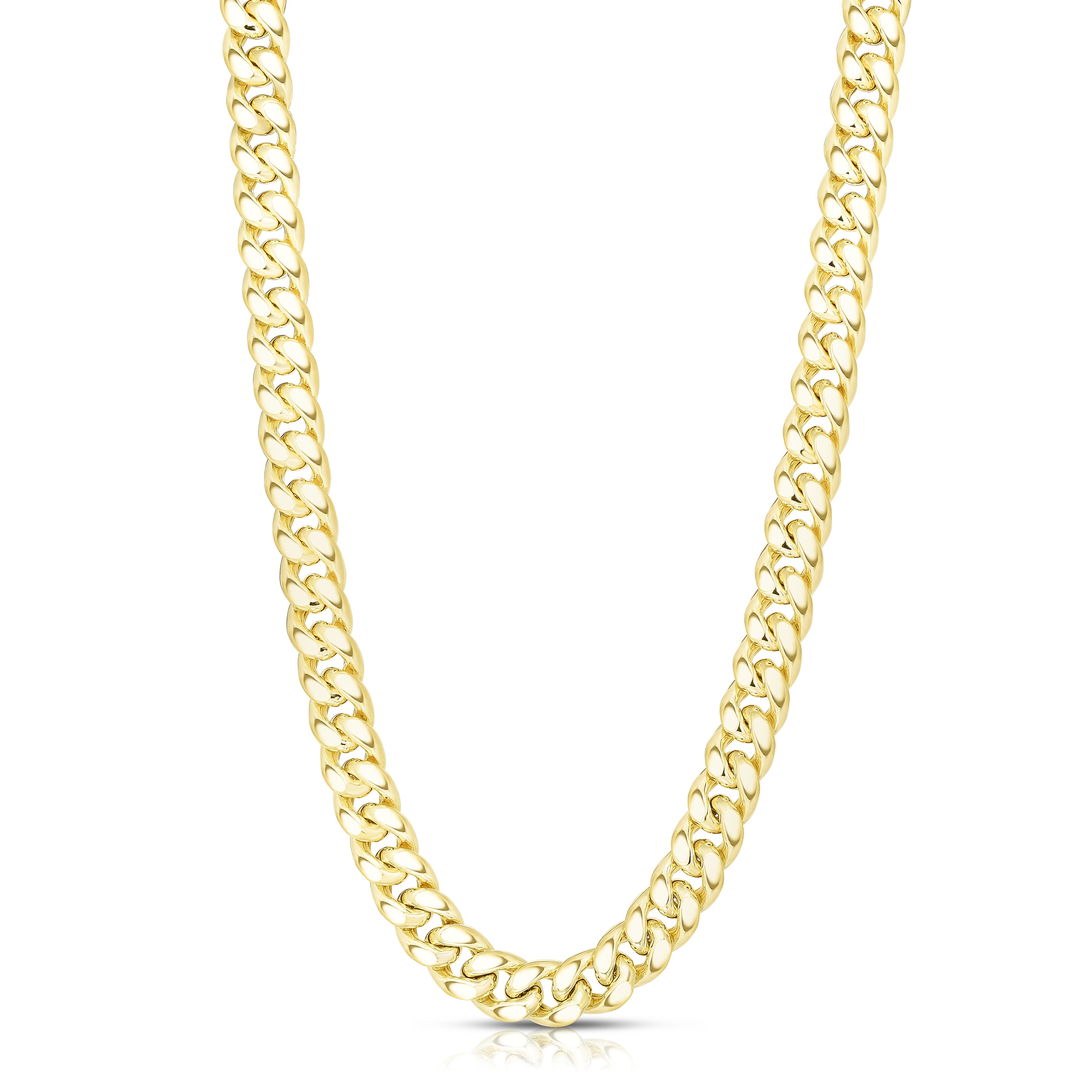 14K Yellow Gold 11.1mm Semi-Solid Classic Miami Cuban 26" Chain with Box Lock