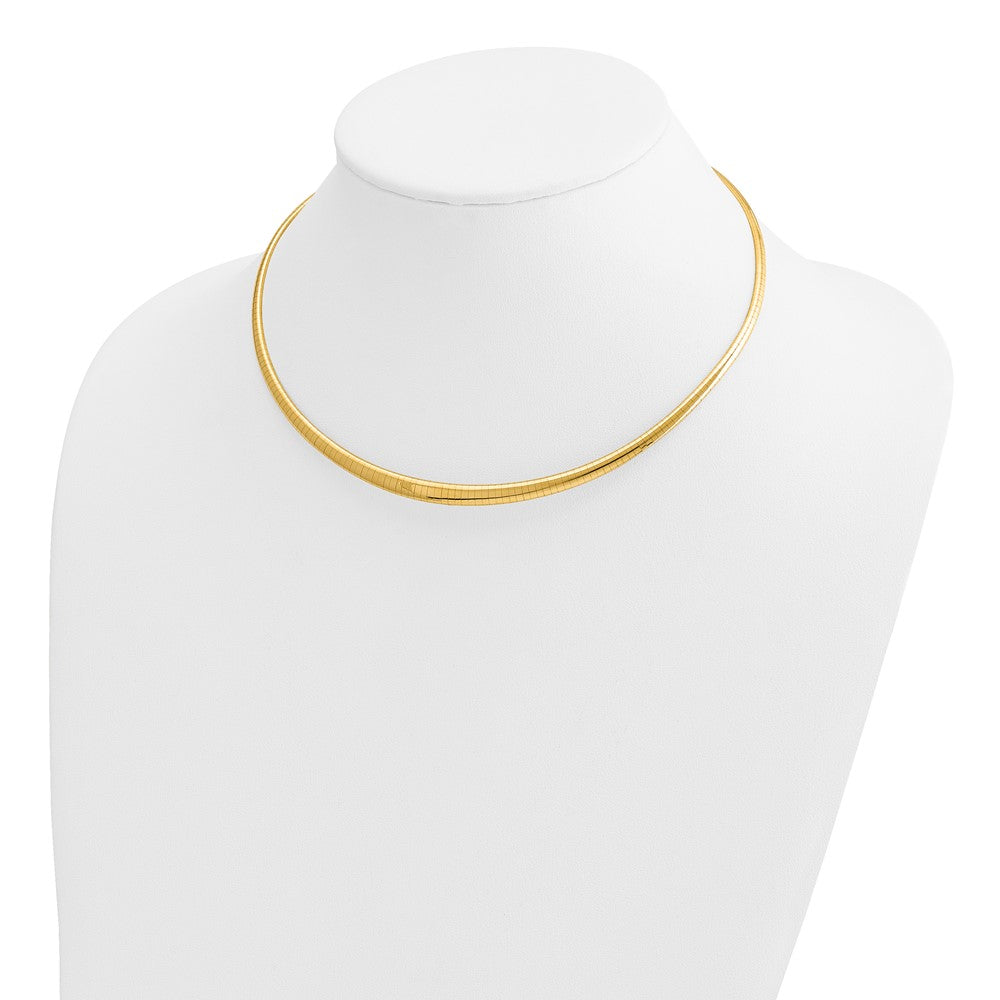 14k Polished 3/6mm Graduated Omega Necklace