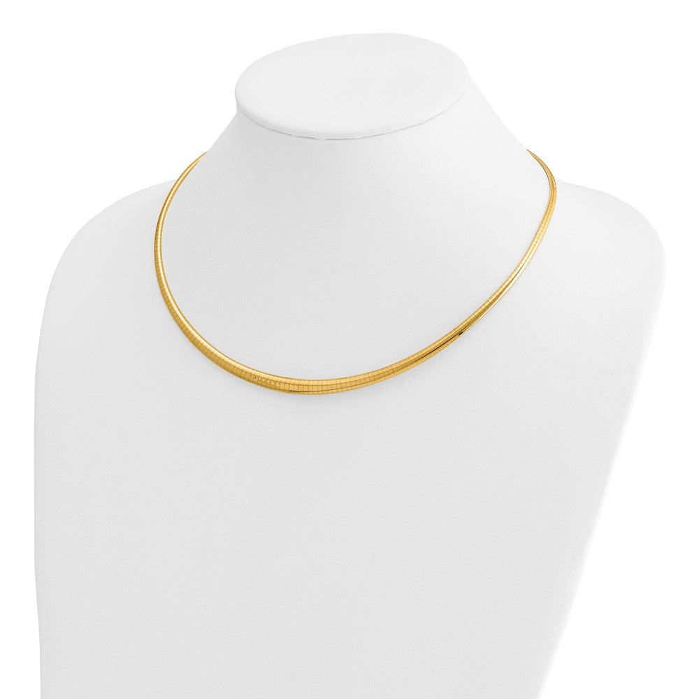 14k Polished 3/6mm Graduated Omega Necklace