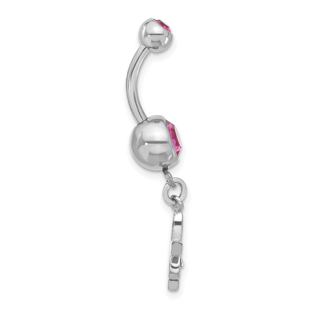 Playboy Fuchsia & Clear Crystal Pink Enamel Dangling Bunny Belly Ring