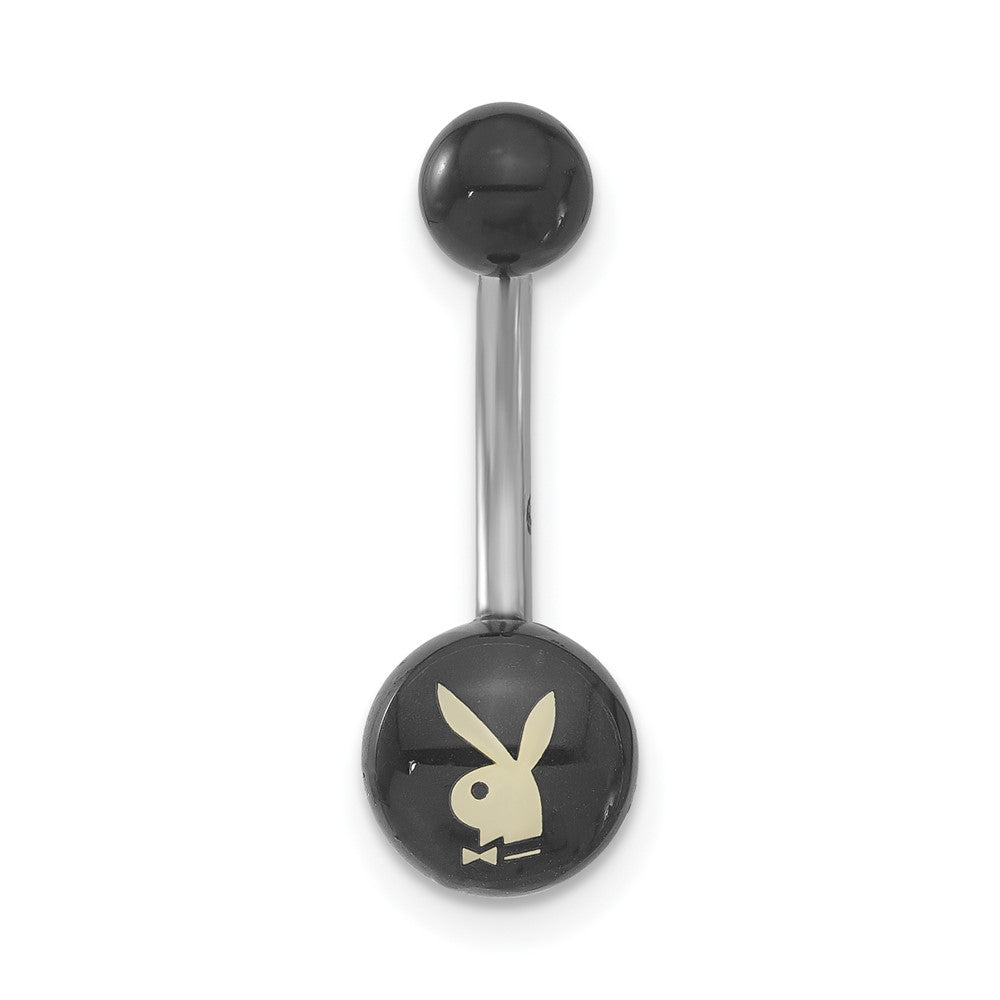 Playboy Black with White Bunny Belly Ring