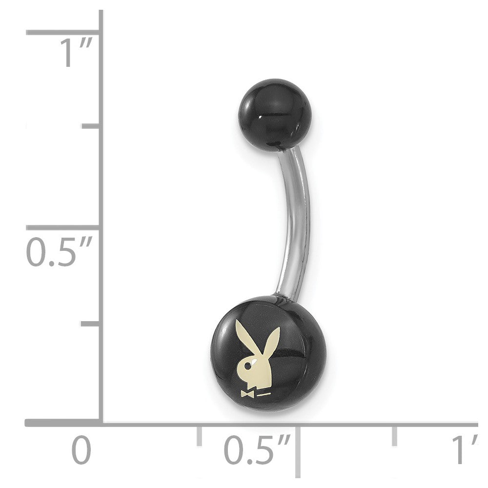 Playboy Black with White Bunny Belly Ring