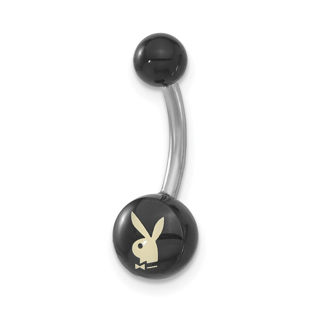 Playboy Black with White Bunny Belly Ring