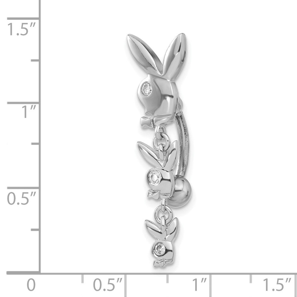 Playboy Triple Bunny Crystal Dangle Belly Ring