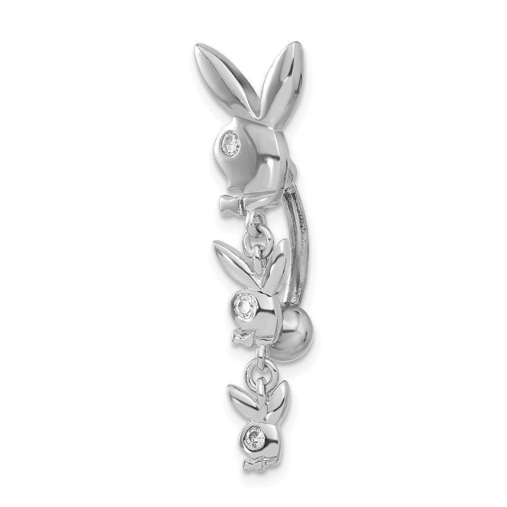 Playboy Triple Bunny Crystal Dangle Belly Ring