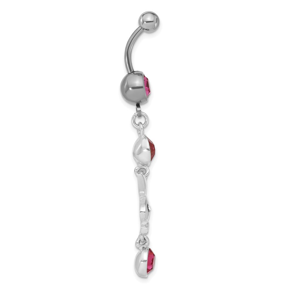 Playboy Pink & Clear Crystal Dangle Belly Ring