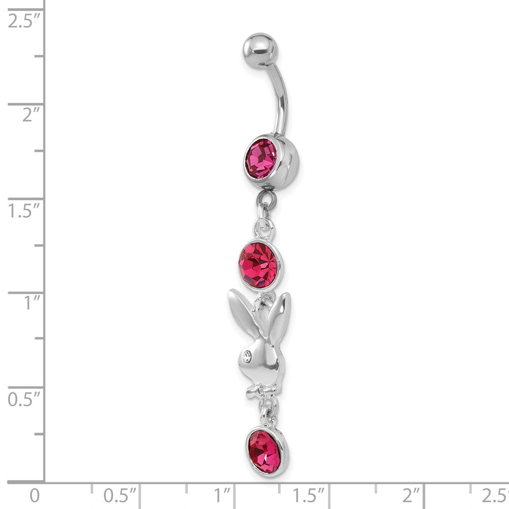 Playboy Pink & Clear Crystal Dangle Belly Ring