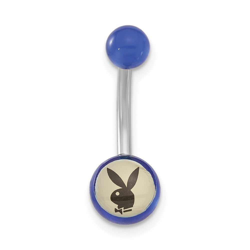 Playboy Blue with Black Bunny Belly Ring