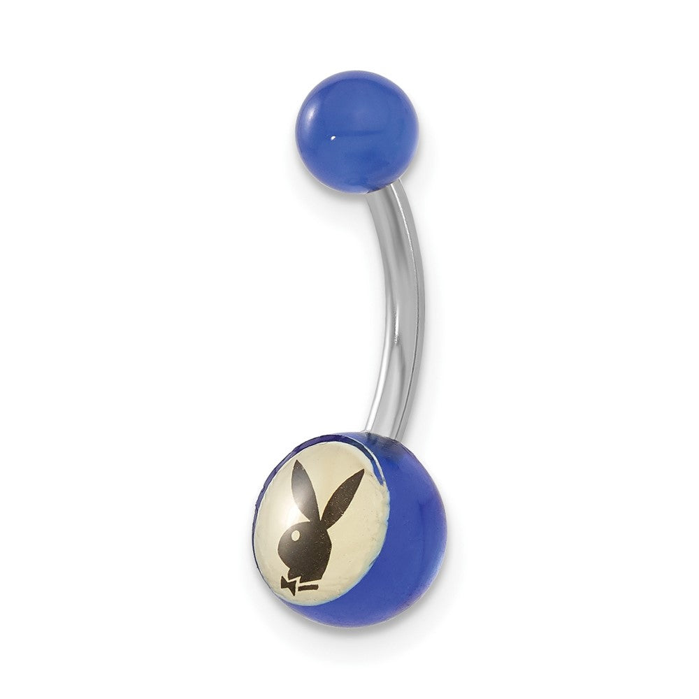 Playboy Blue with Black Bunny Belly Ring