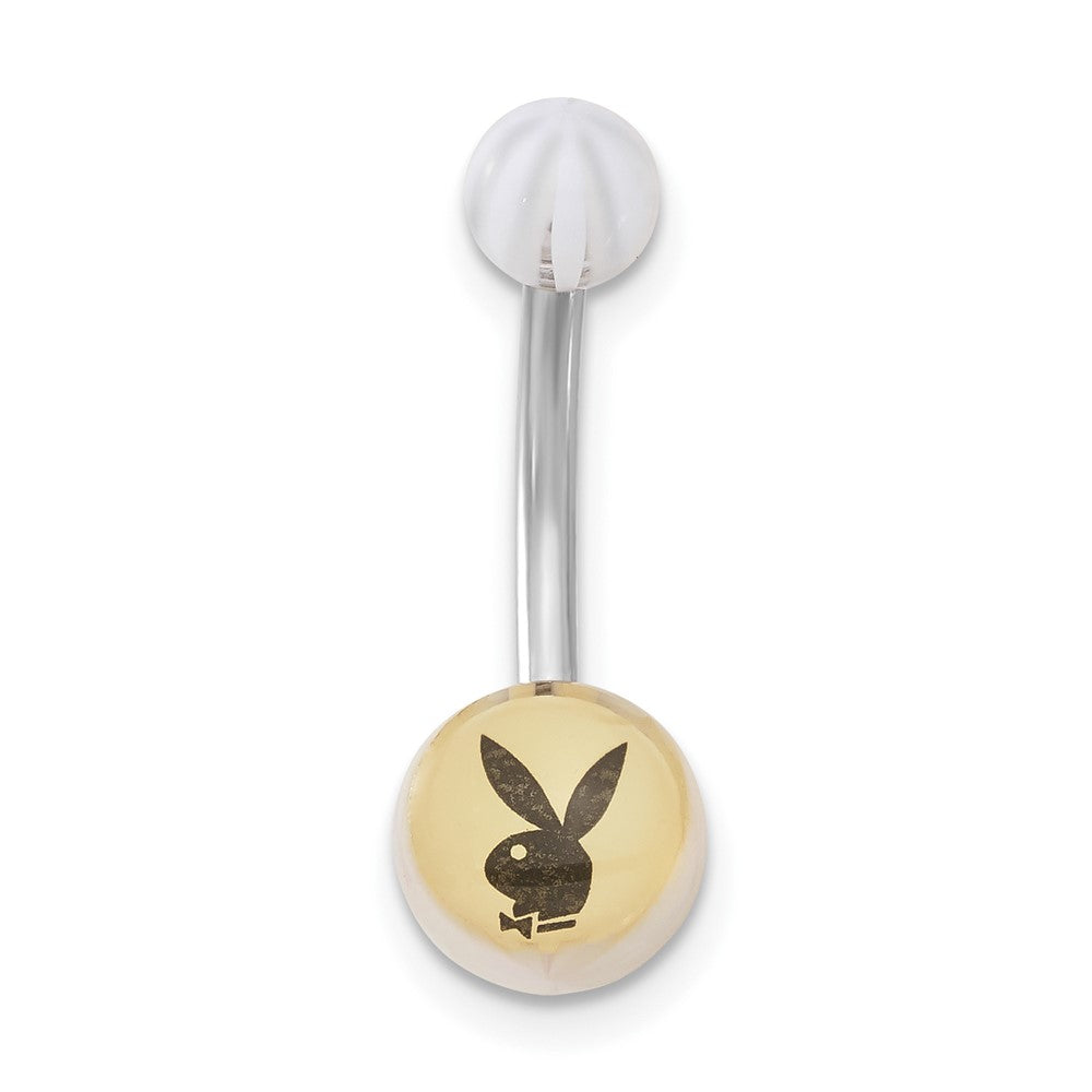 Playboy White Striped with Black Bunny Belly Ring