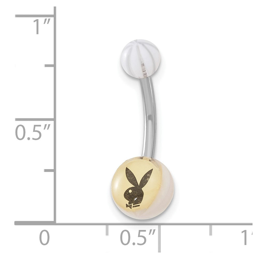 Playboy White Striped with Black Bunny Belly Ring