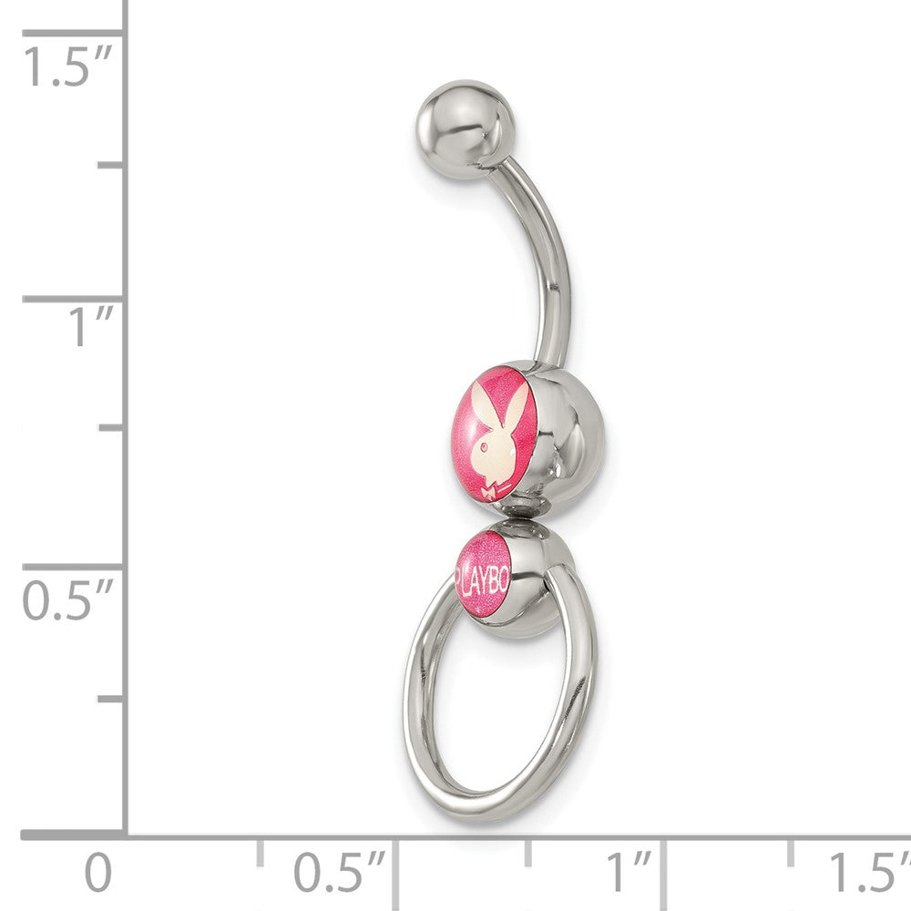 Playboy Bunny Pink Circle Dangle 14 Gauge Belly Ring