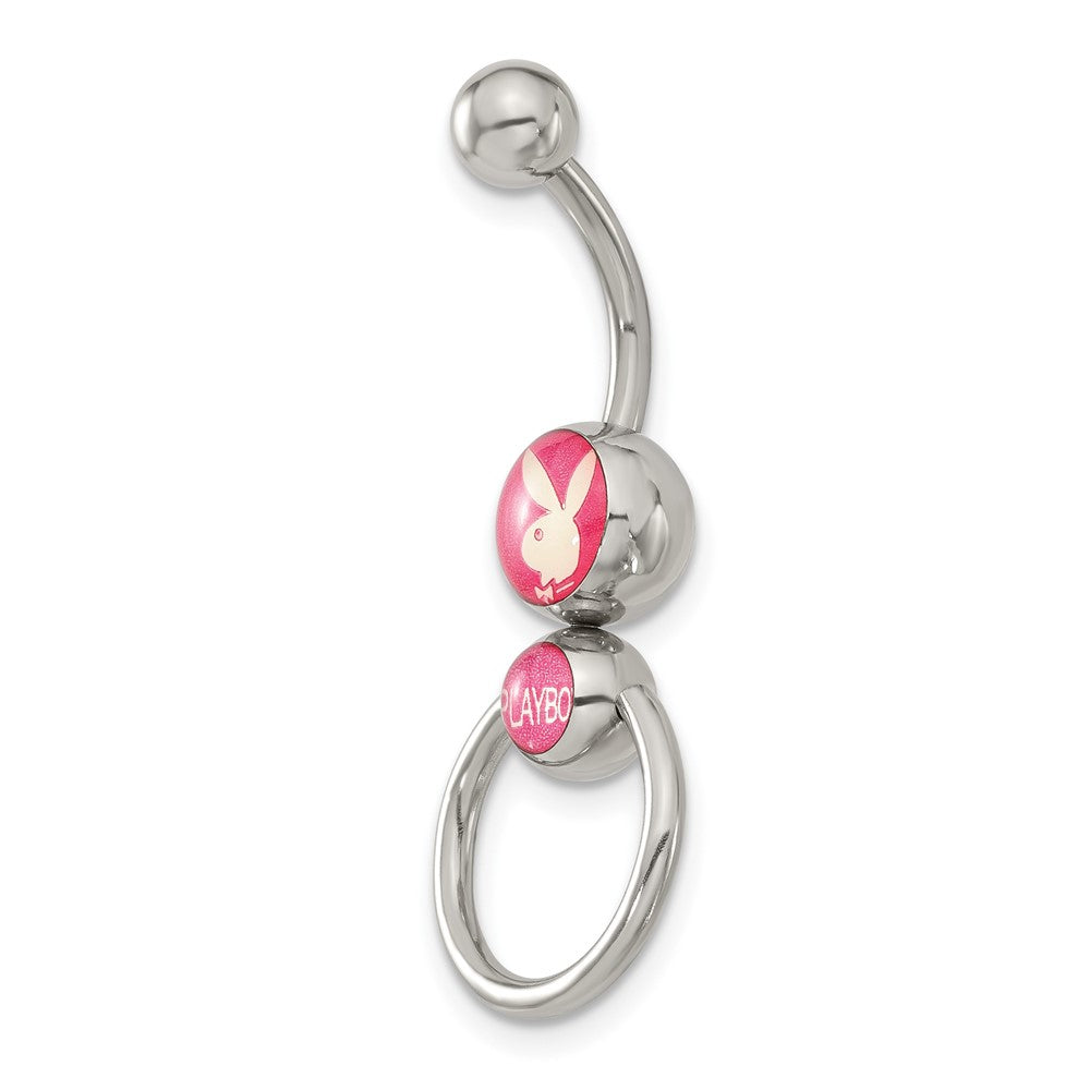 Playboy Bunny Pink Circle Dangle 14 Gauge Belly Ring