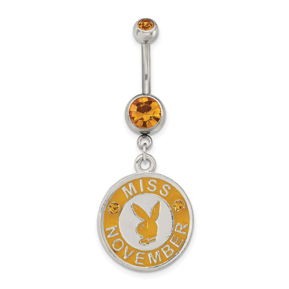 Playboy Miss November Crystal & Enameled Belly Ring