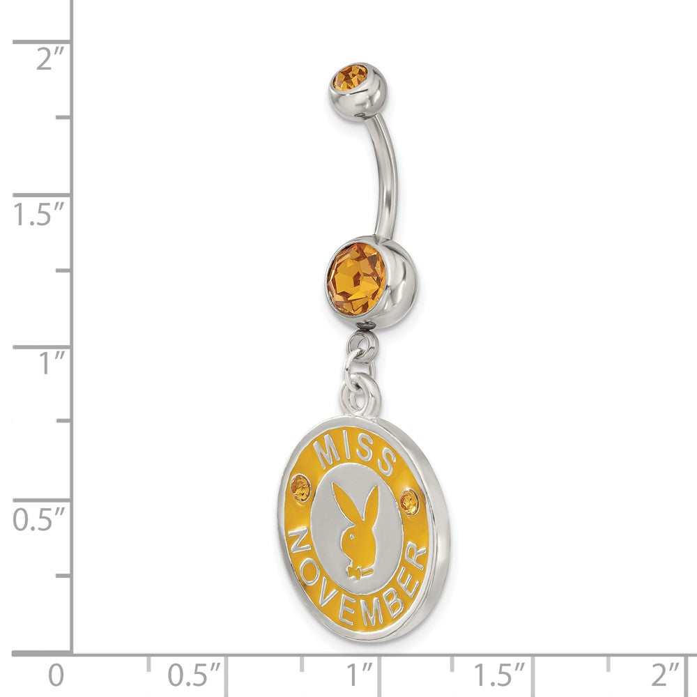 Playboy Miss November Crystal & Enameled Belly Ring