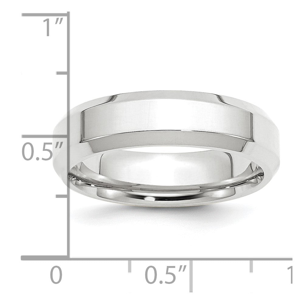 Platinum 6mm Polished Beveled Edge Wedding Band Size 11.5